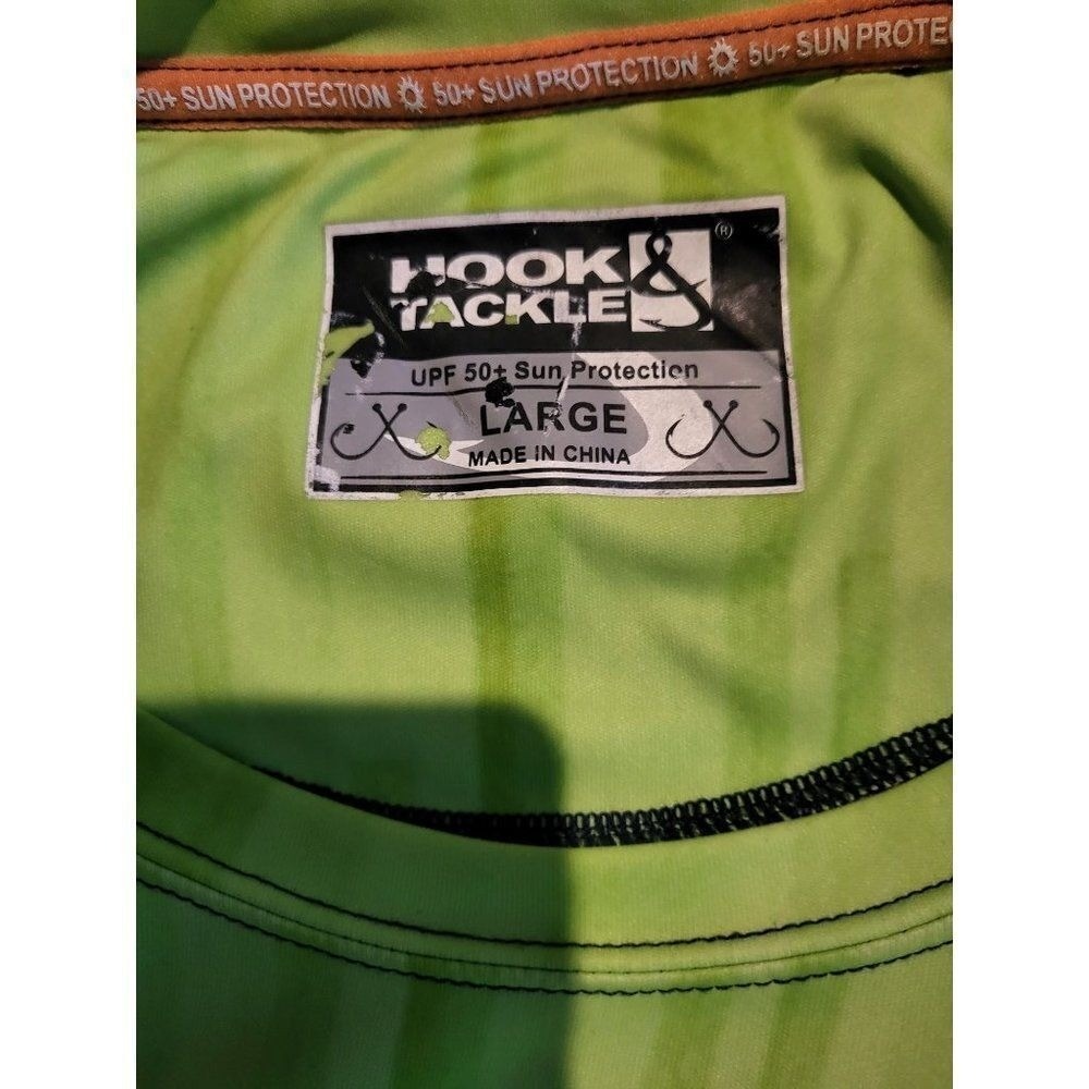 Hook & Tackle Fishing Shirt Mens Large Long Sleeve UV Sun Protection Multicolor - Picture 3 of 6